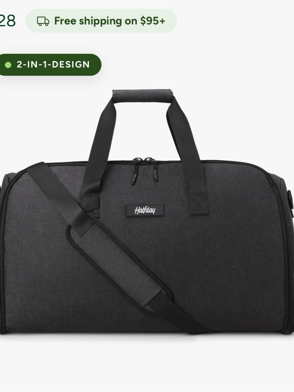 Halfday 2 in 1 Charcoal Men's Convertible Duffel Bag